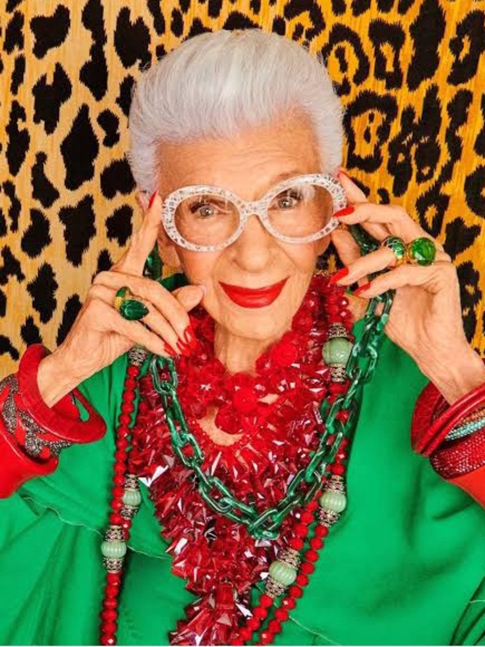 Iris Apfel X Zenni Green Glasses Chain